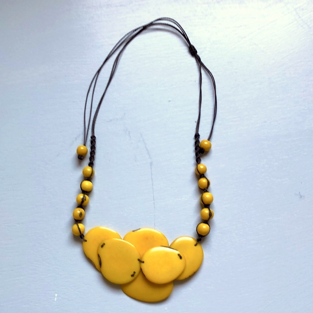 Tagua Nut Adjustable Necklace | Artisan Made | Yellow